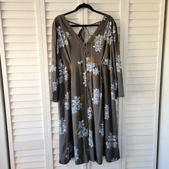 𝅺Mimi Maternity Floral Midi Dress Women's L Pregnancy Boho Chic Cottage Easter - Picture 2 of 12